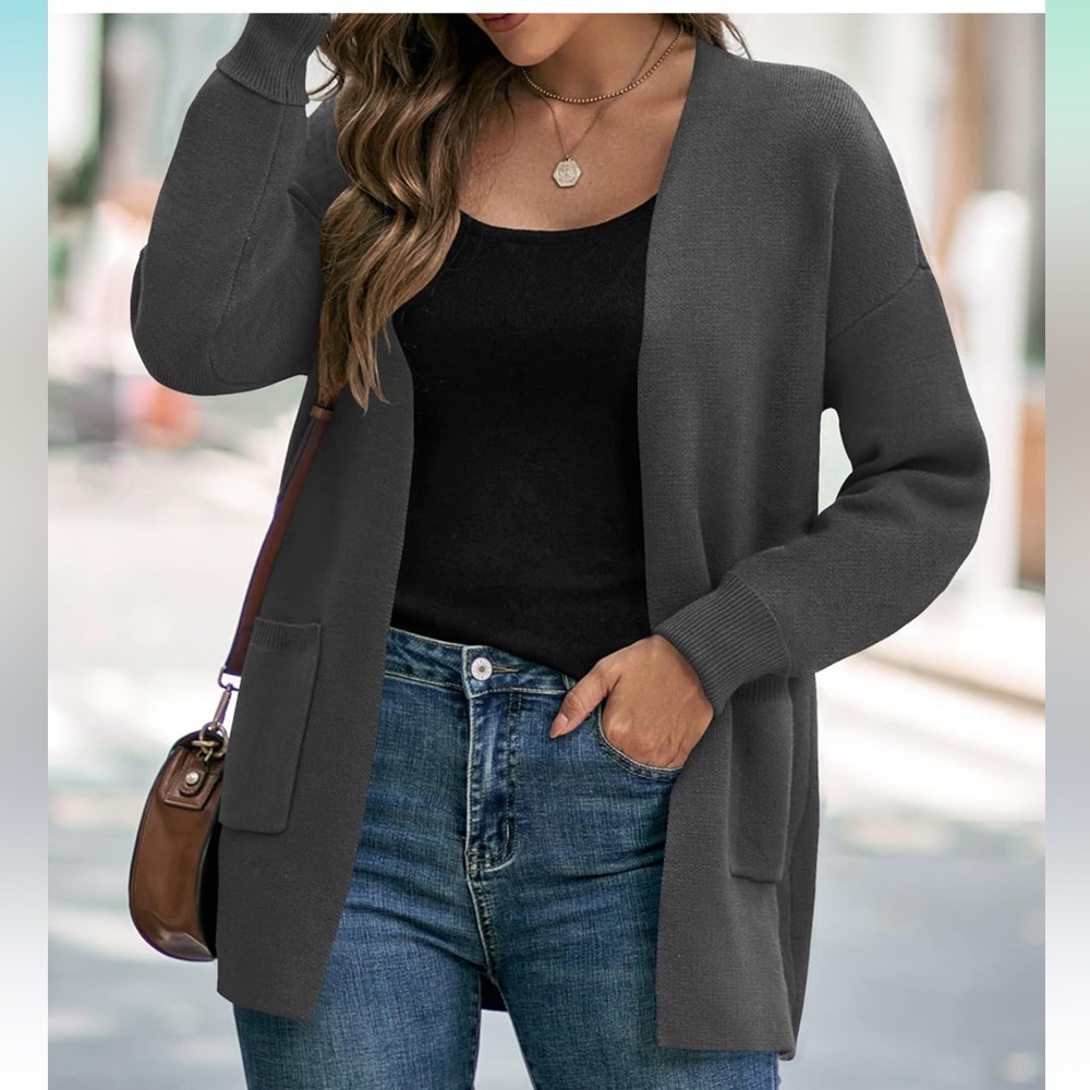 Sophisticated Gray Open-Front Cardigan